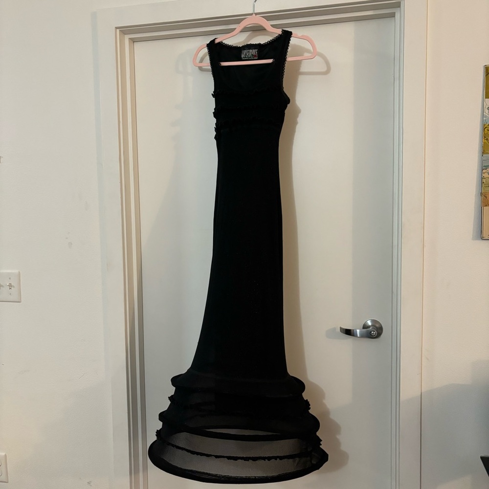Gorgeous Lip Service Black Mesh Hoop Maxi Dress